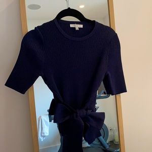 Navy blue blouse with tie front